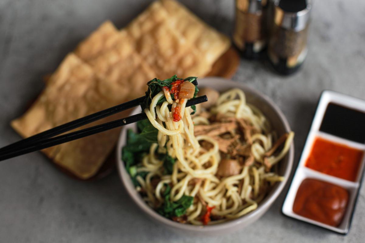 Chicken Noodles with Chopsticks